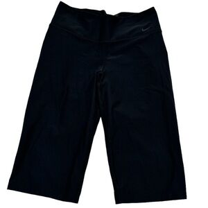 Nike Dri Fit Black Yoga Capris Workout Lounge Pants Elastic Waistband Size Med